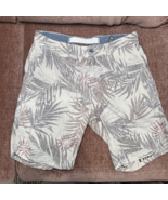 Paperbacks Men&#39;s Shorts 32/33 Linen Blend Tropical Print Beige Palm Leaf... - €21,52 EUR