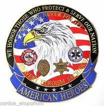 American Heroes Fire Emt Police Embroidered Patch 12 Inches - £15.14 GBP