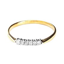 Galaxy Gold GG 14k Solid High Polished Yellow Gold Ring with 0.1 Carat Natural D - £254.18 GBP