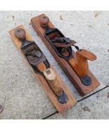 Antique Wooden Block Plane lot x2 Wood Base Union Mfg Co. - €64,90 EUR