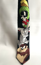 Looney Tunes Neck Tie Bugs Bunny Taz 100% Silk 62&quot; Length x 4&quot;  Black Ba... - $14.94