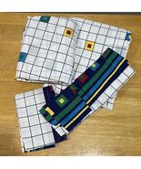 Vtg Thomason Queen Sheet Set Geometric Squares 80s Primary Colors - $900.60 MXN
