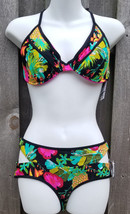 Body Glove Swim Bra Top D Cup Akela Wired Bikini Floral 2 way tie XS Bottom - $94.05