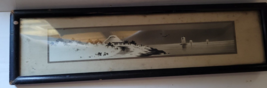 Antique Oriental Framed Picture Horizontal 16.75&quot;x4.5&quot; Boats Birds Lands... - £95.56 GBP