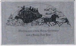 Christmas Silhouette Coach &amp; Horses On Silver Plain Back - £1.57 GBP