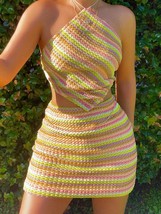 Striped crochet two piece set women outfits sexy knit summer vacation beach y2k lace up thumb200