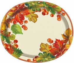 Berries Leaves Fall Thanksgiving 8 Ct Oval Banquet Platters - £7.00 GBP