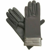 ISOTONER Charcoal Stretch Metallic Hem smarTouch Lined Womens Gloves M L Gray - £21.67 GBP