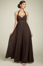 JS Boutique Beaded Chiffon Gown Sz 12 Brown - £70.24 GBP