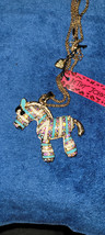 New Betsey Johnson Necklace Horse Pony Blueish Rhinestones Collectible D... - $14.99