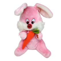 Vintage Oriental Trading Pink Bunny Rabbit Carrot Stuffed Animal Plush - Broken - $28.50