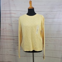 Karen Scott Ladies Pale Yellow Crewneck Cable Knit Pullover Sweater Sz L... - $24.75