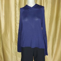 Purple Snow Navy blue  Lace Arms Details Hooded Top Size L - £7.87 GBP
