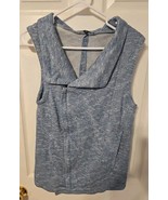 For Cynthia LightBlue White Heather Moto Zipper Sleeveless Sweatshirt Ve... - $15.19