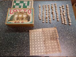 Vtg 1930's LOTTO Game #4027: Milton Bradley All Wooden Numbers - $19.79