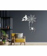 Halloween Metal Wall Art Door Corner - Witch, Cat &amp; Spider Web Spooky Décor - $31.47 CAD+