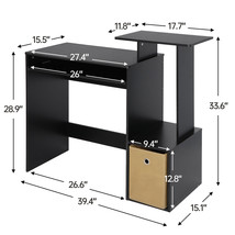  34&quot; Computer Desk Laptop Writing Table Home Office with Storage Shelves Black - £56.60 GBP