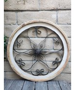Metal Round Arch Wood Frame Distressed White Shabby Chic 29&quot; Rovigoto - $61.90