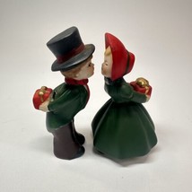 Vintage Ceramic Victorian Kissing Couple PWF Winter Christmas Holiday Gifts 4” - £12.17 GBP