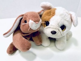 Ty Plush Beanie Toys Velve Ty Houghie Pug Puppy &amp; Ears The Rabbit Set Of  2 - £8.61 GBP