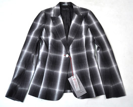 BABAKUL Cotton 1 Button Blazer Jacket Black Gray Check X-SMALL NWT - $420.97 MXN