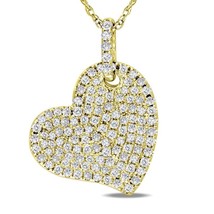 20&quot; 14k Yellow Gold Sterling Silver 925 Heart Sapphire Pendant w/ Chain ... - $176.72