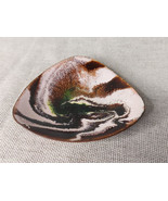 Vintage Swirl Enamel On Triangular Copper Trinket Dish - $28.36