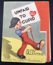 VTG 1950s Doubl-Glo Love Union Unfair to Cupid Valentine Greeting Card On Strike - £10.95 GBP