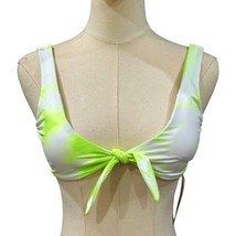 NEW Dippin Daisys Muse Bikini Swim Top Small  Neon Green White Tie Front... - £15.74 GBP