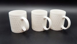 Oneida White Basketweave Wicker Woven Coffee Mug S/3 Cottagecore Farmhou... - £13.30 GBP