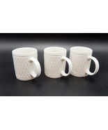 Oneida White Basketweave Wicker Woven Coffee Mug S/3 Cottagecore Farmhou... - £12.95 GBP