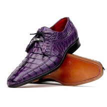 Cancun Genuine Caiman Crocodile Dress Derby's Shoes Purple image 3