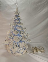 Atlantic Mold Ceramic Christmas Tree 23&quot; (1974) Lamp Blue White Rare - £294.08 GBP