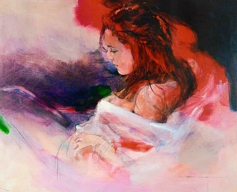 Primary image for Christine Comyn-"Woman in Red"-Limited Edition Giclee/Canvas/Hand Signed/LOA