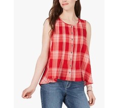Style &amp; Co Womens Small Summer Check Cotton Plaid Sleeveless Shirt NWT H24 - $24.49