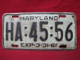 1961 Maryland License Plate Tag Original #15 - £19.53 GBP