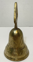 Vintage Collectible Etched Brass Bell  3.25 inches Tall Gold - £12.24 GBP