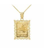 10k Solid Gold Sagittarius Zodiac Sign Filigree Rectangular Pendant Necklace - $155.88 - $287.88
