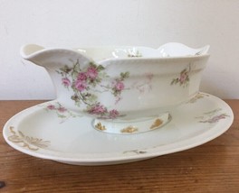 Vintage Antique Haviland &amp; Co Limoges France Rose Floral Porcelain Gravy Boat - $159.99