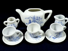 Lot of 9 pc Doll house Child play toy Miniature tea set made in Taiwan porcelain - £14.33 GBP