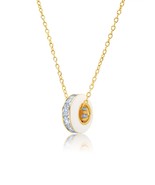 Authentic Crislu White Enamel Rolling Pendant in Yellow Gold Plating - $88.13 CAD