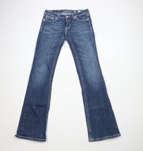 Miss Me Womens 29 Thick Stitch Fleur de Lis Flared Bootcut Denim Jeans Blue - $64.30