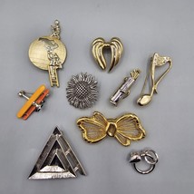 Lot Brooch Pin (9) Gold Tone Silver Tone Whimsical Novelty Golf Plane Bo... - $24.99