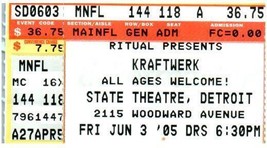 Kraftwerk Ticket Stub June 3 2005 Detroit Michigan - £11.67 GBP