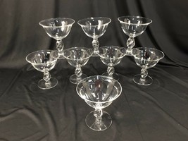 8 Vintage Elegant Glass Sorbet Glasses Footed Stemmed 4&quot; Tall Twist Stem - $39.99