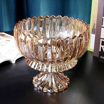 interoknack European Luxury Crystal Glass Pedestal Fruit Bowl, Ribbed Go... - $3,308.75 MXN