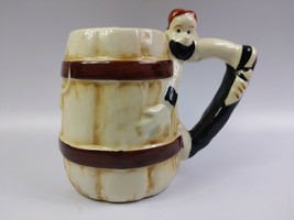 Vintage Hillbilly Longhorn Barrel Ceramic Mug Hand Painted Japan 5&quot; - £11.59 GBP
