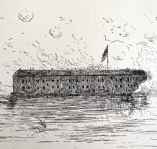 Fort Sumter Bombarded War Scene 1882 Victorian Military Art DWAA8 - £15.97 GBP