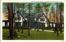 Vtg Postcard Hostess House, Naval Training Station, Norfolk, VA, Postmarked 1936 - £5.41 GBP