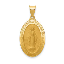 14k Hollow Miraculous Medal Oval Pendant M1434 - $298.27
